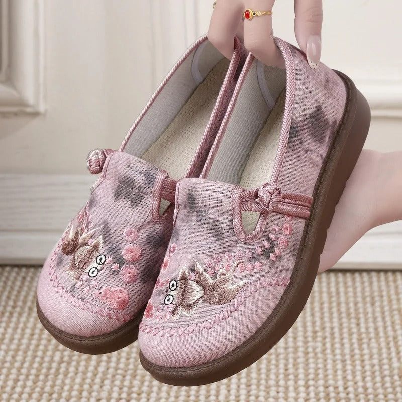 Dames slip-on-mokkasiner med print – komfortable flade sko til arbejde og weekender