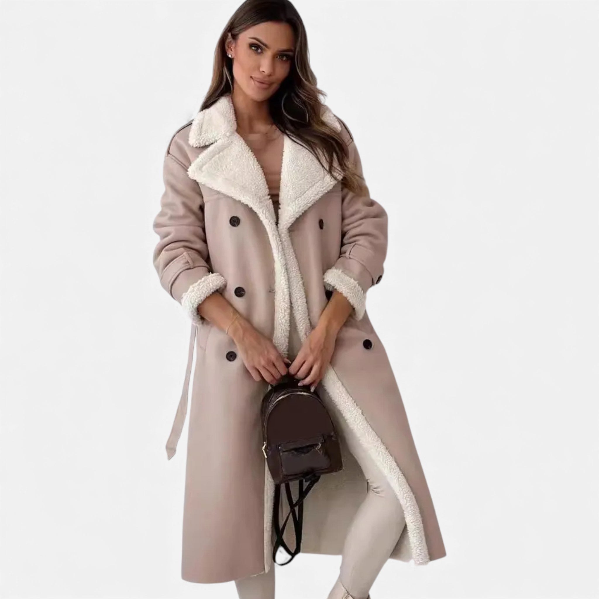 Valmonti | Women’s Belted Wool Trench Coat – Classic Mid-Length Coat
