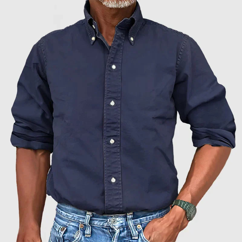 Men’s Casual Cotton Shirt – Breathable Long Sleeve Button-Down for Everyday Smart-Casual Style