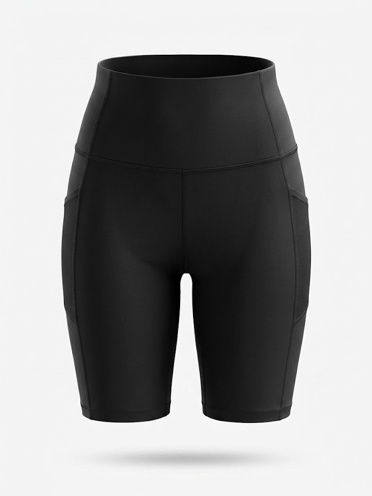Cykelshorts til kvinder med høj talje – elastisk activewear med lommer til træning og løb