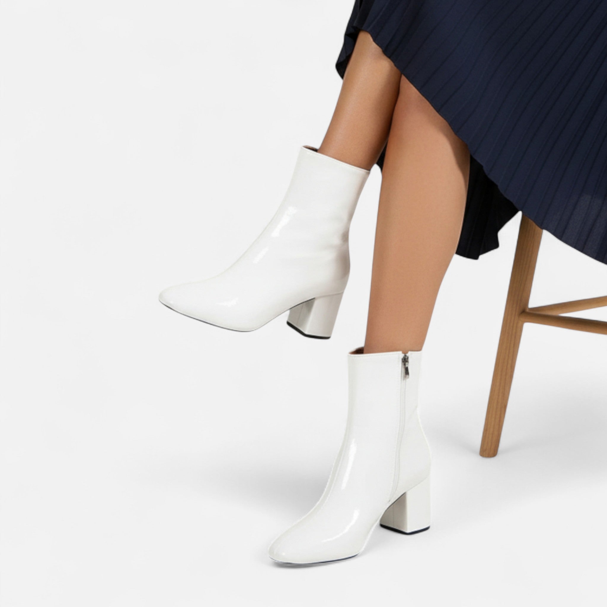 Valmonti | Women’s Leather Ankle Boots with Block Heel