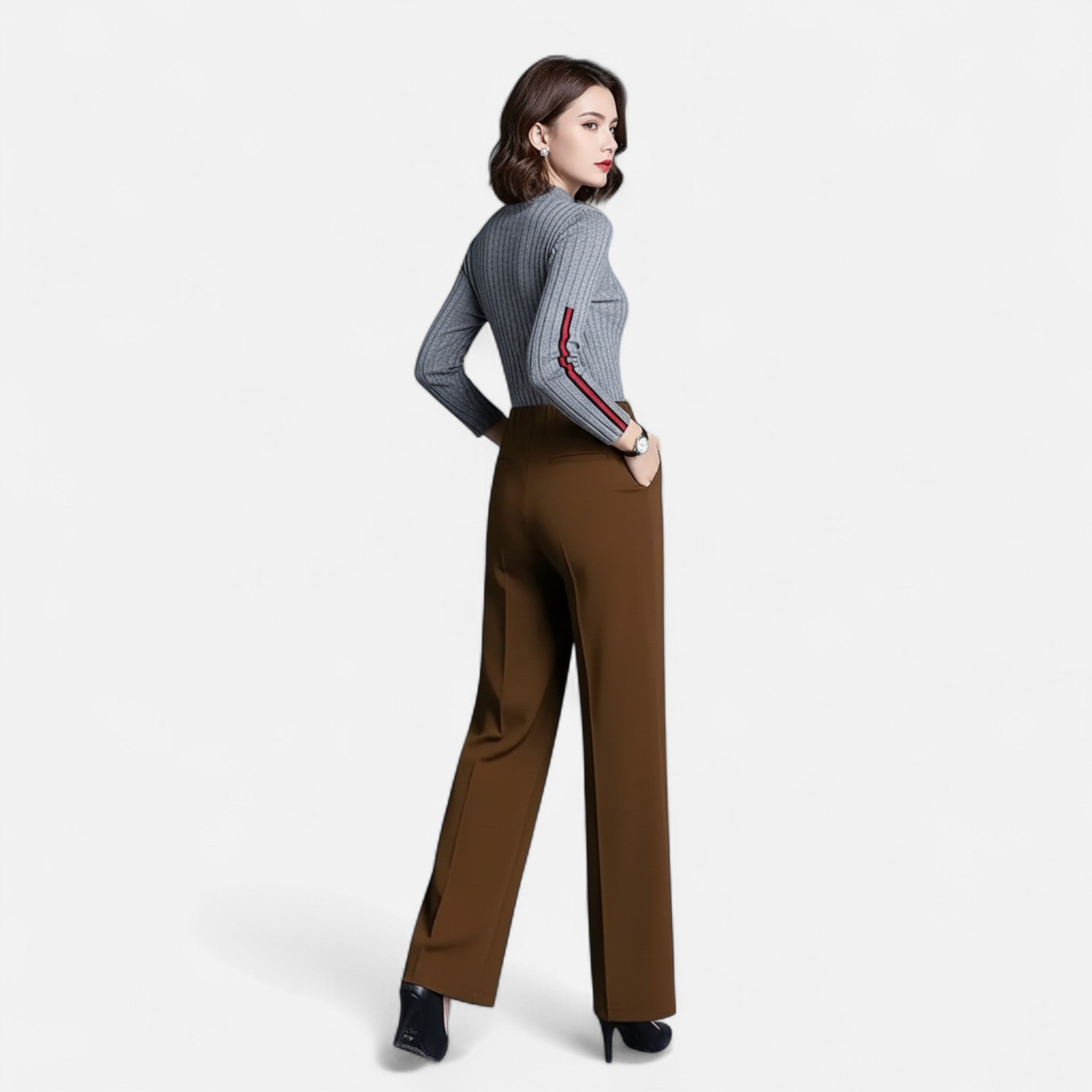 Valmonti | Women’s High-Waist Straight-Leg Trousers
