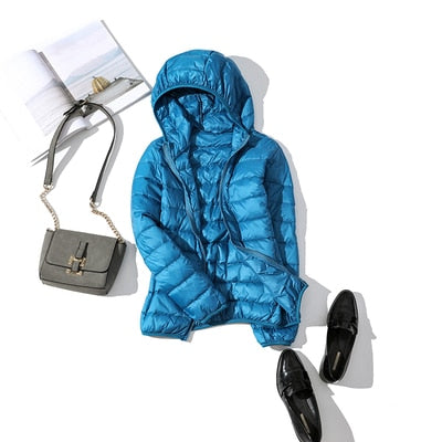 Women’s Shiny Quilted Puffer Jacket – Short Zip-Up Coat for Winter Wear