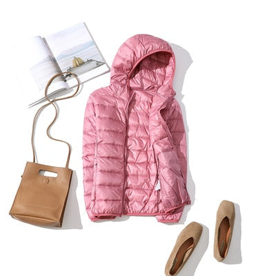 Women’s Shiny Quilted Puffer Jacket – Short Zip-Up Coat for Winter Wear