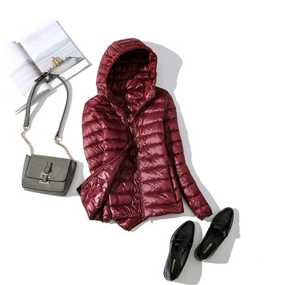 Women’s Shiny Quilted Puffer Jacket – Short Zip-Up Coat for Winter Wear