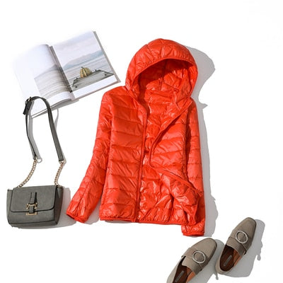 Women’s Shiny Quilted Puffer Jacket – Short Zip-Up Coat for Winter Wear