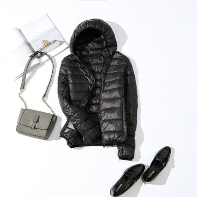 Women’s Shiny Quilted Puffer Jacket – Short Zip-Up Coat for Winter Wear