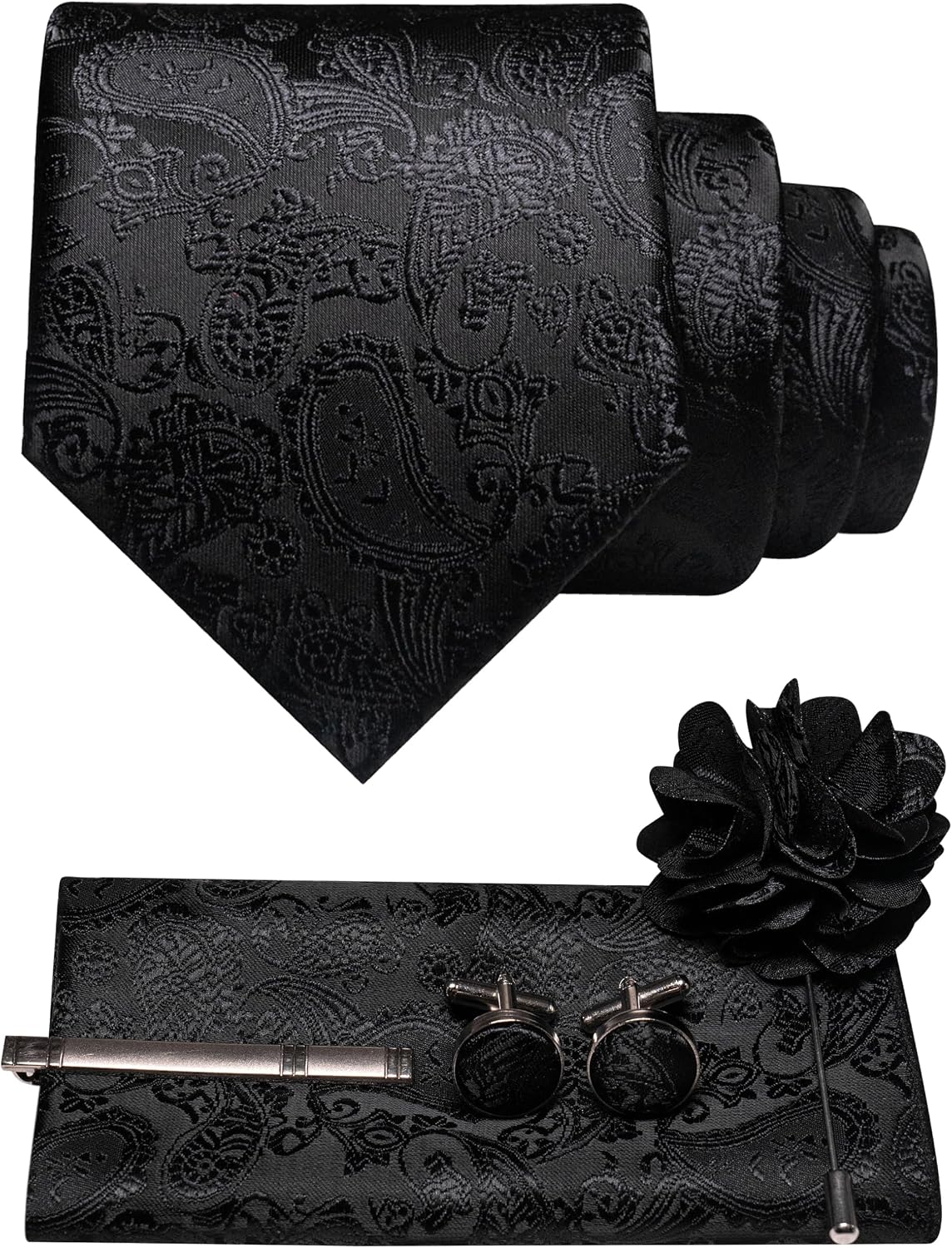 Set di accessori da uomo con cravatta paisley – Essenziali coordinati per occasioni formali, matrimoni ed eventi