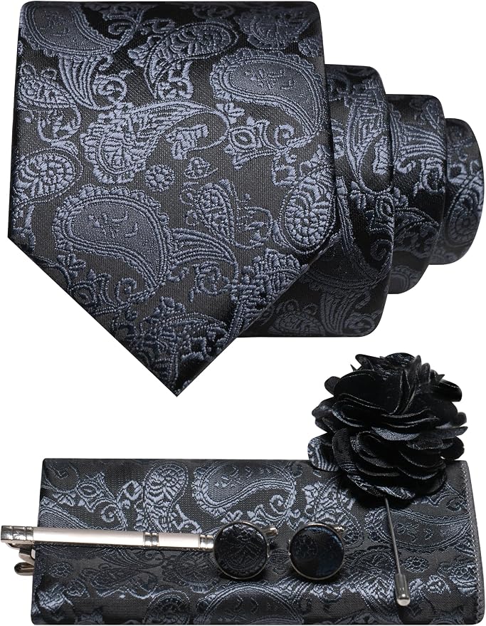 Set di accessori da uomo con cravatta paisley – Essenziali coordinati per occasioni formali, matrimoni ed eventi