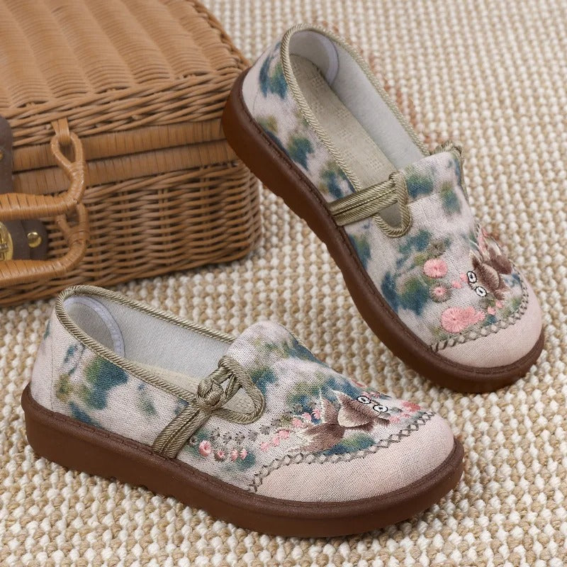 Dames slip-on-mokkasiner med print – komfortable flade sko til arbejde og weekender