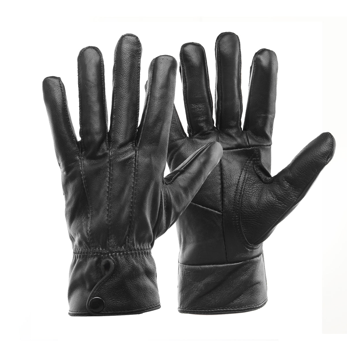 Damen-Winterhandschuhe aus Schaffell - winddichte Lederfahrerhandschuhe mit Samtfutter