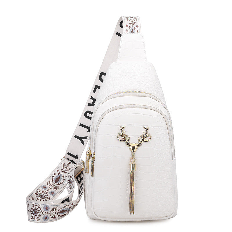 Bolso bandolera para mujer con correa estampada y textura encantadora