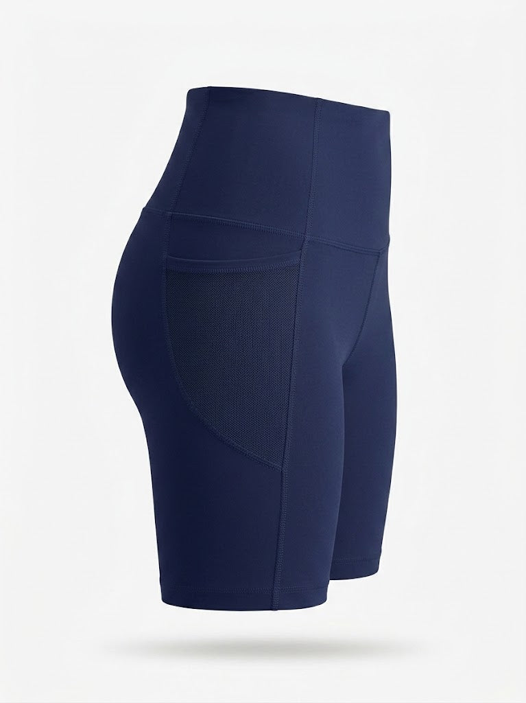 Cykelshorts til kvinder med høj talje – elastisk activewear med lommer til træning og løb