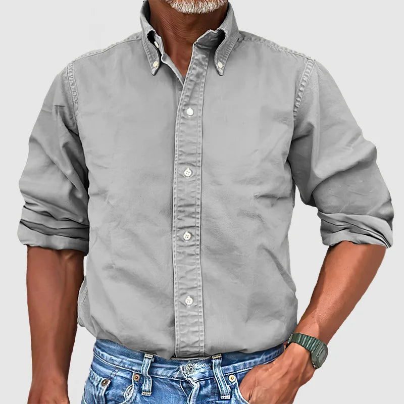 Men’s Casual Cotton Shirt – Breathable Long Sleeve Button-Down for Everyday Smart-Casual Style
