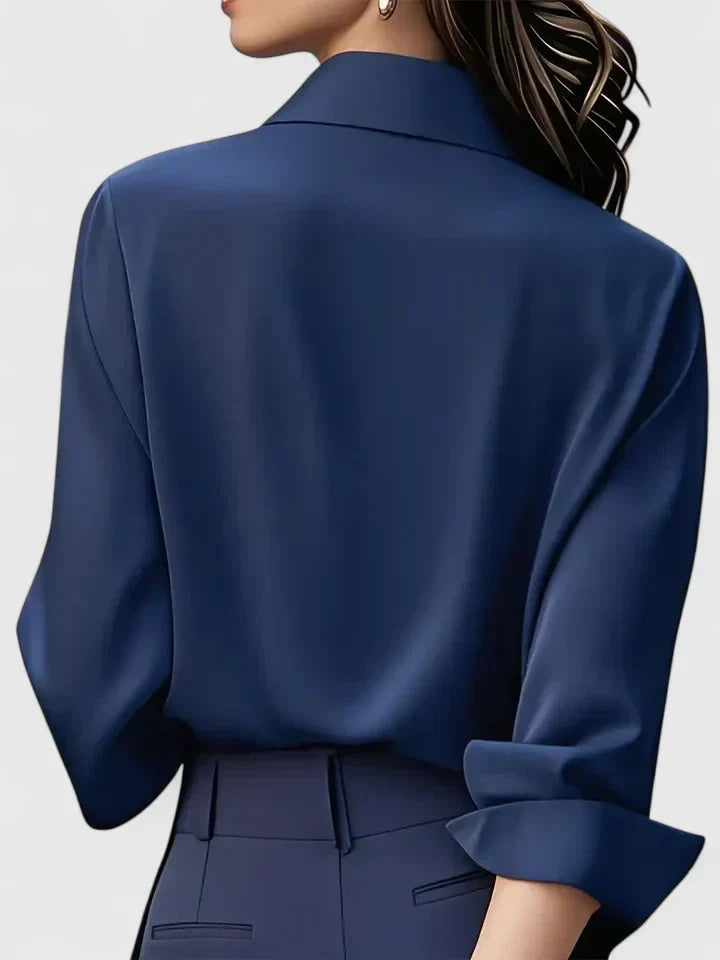 Women’s Satin Long Sleeve Blouse – Polished Office and Smart Casual Shirt