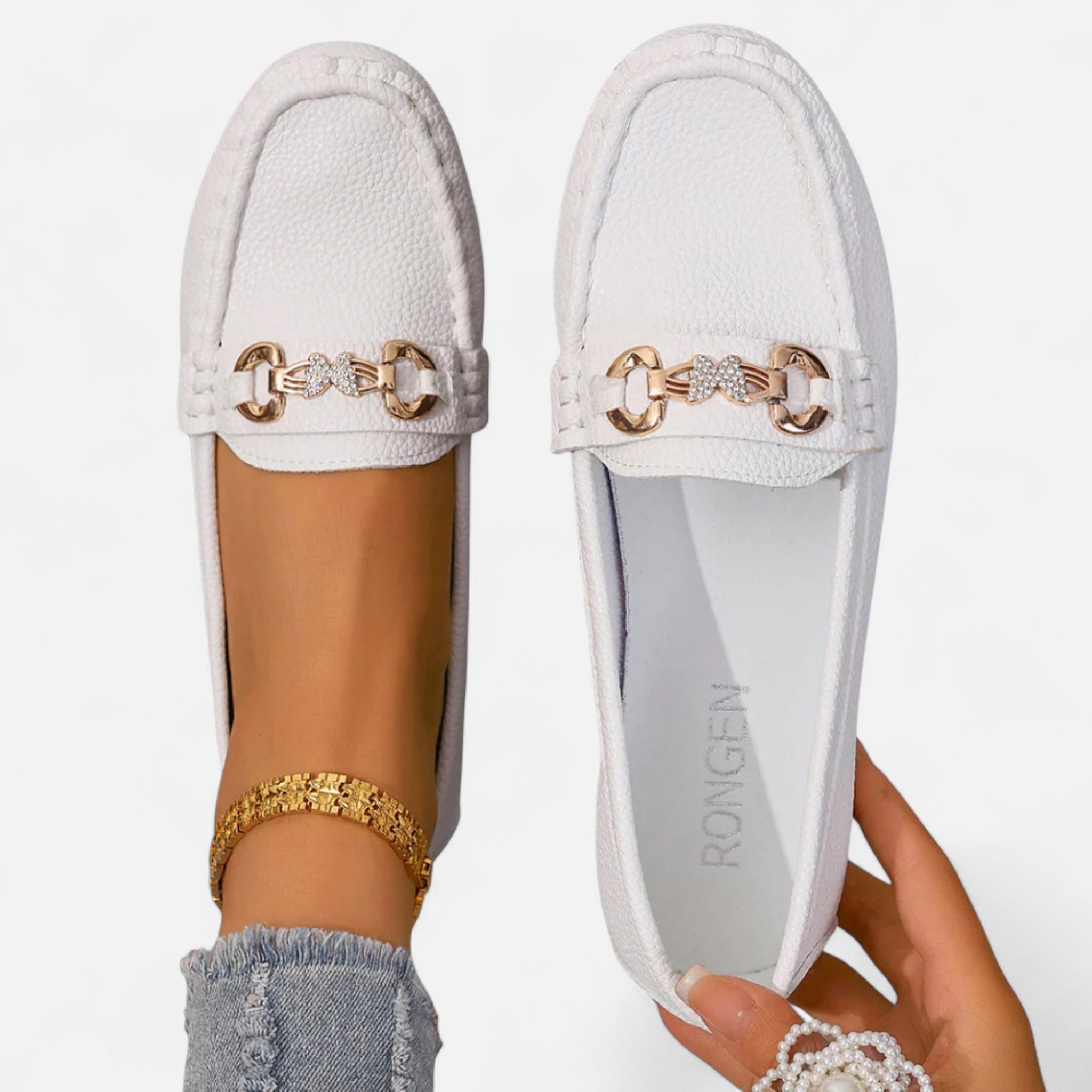 Valmonti | Women’s Moccasin Loafers – Refined Metal-Bit Elegance