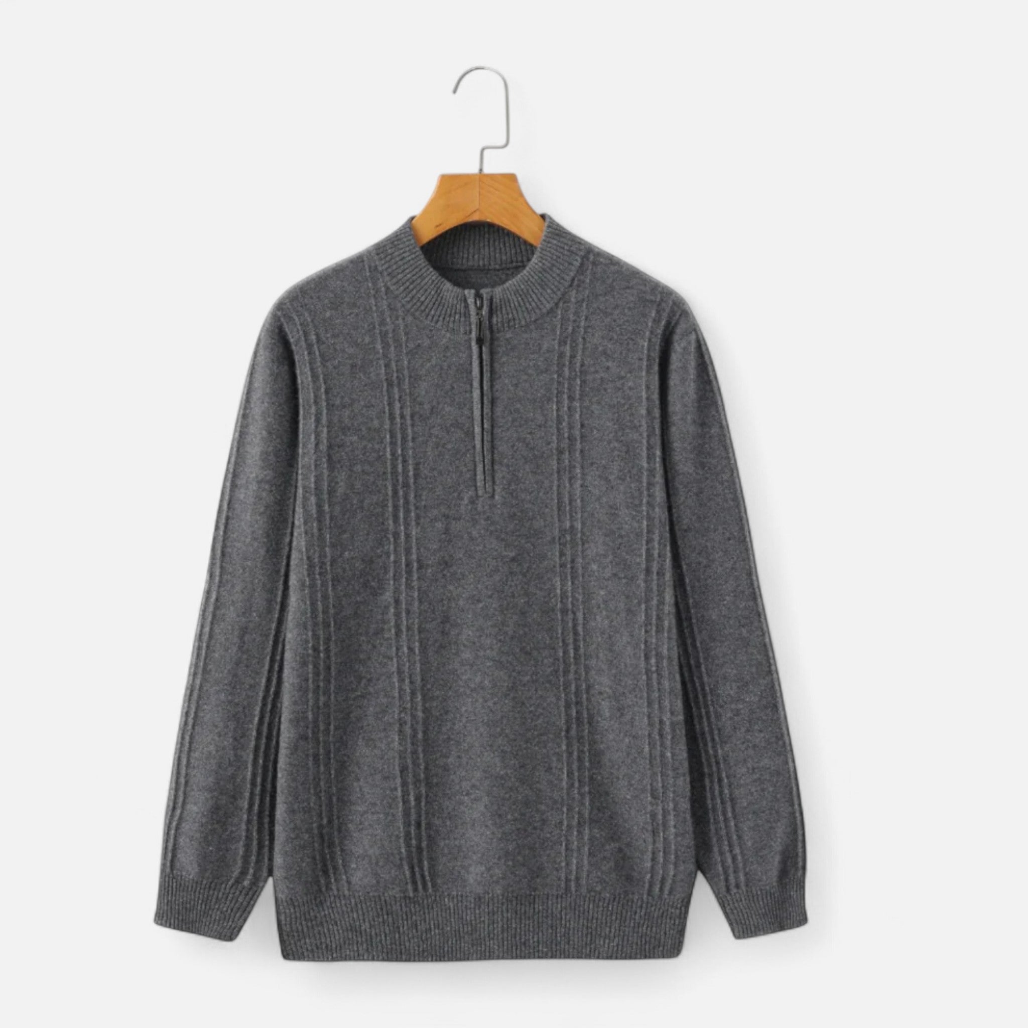Valmonti | Men’s Sweater – Ribbed Half-Zip Elegance