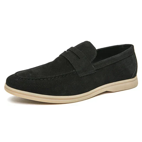 Herre penny loafers i ruskind-look – Komfortable slip-on sko til smart casual og formelt brug