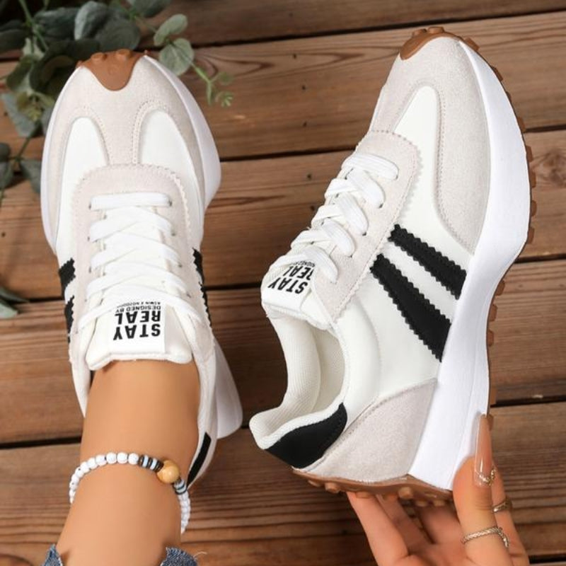 Damskie retro sneakersy na platformie do biegania zamszowe, miejskie trampki