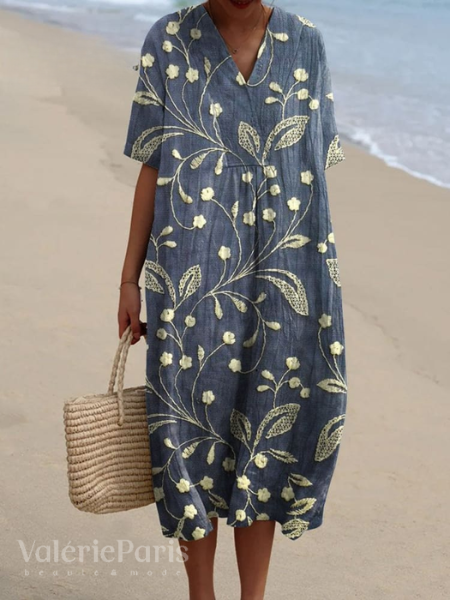 Vestido de verano floral para mujer, ligero, transpirable, fluido, cómodo, para uso diario y vacaciones