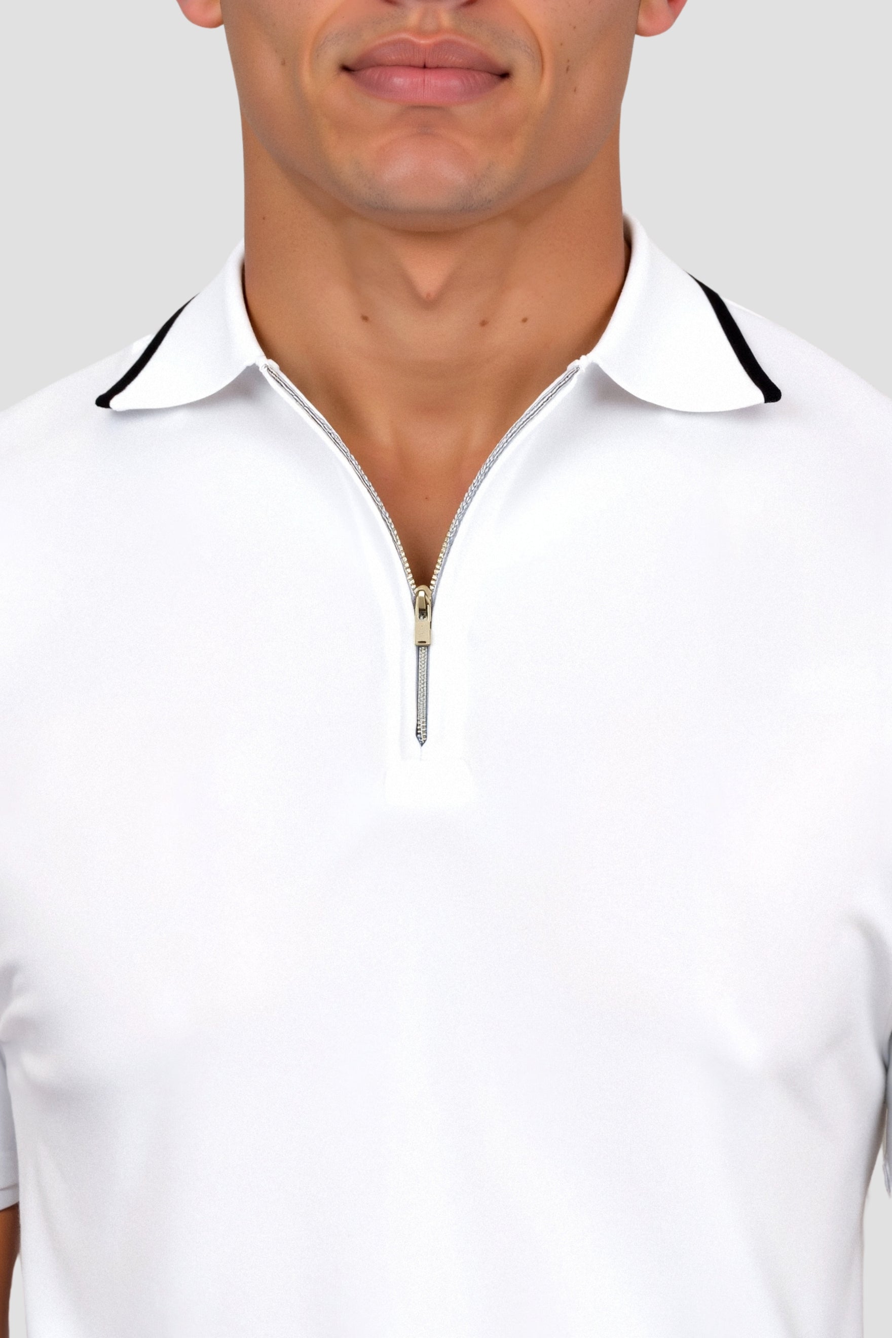 Herre polo med lynlås i halsen, smart casual, strikket sommerbluse