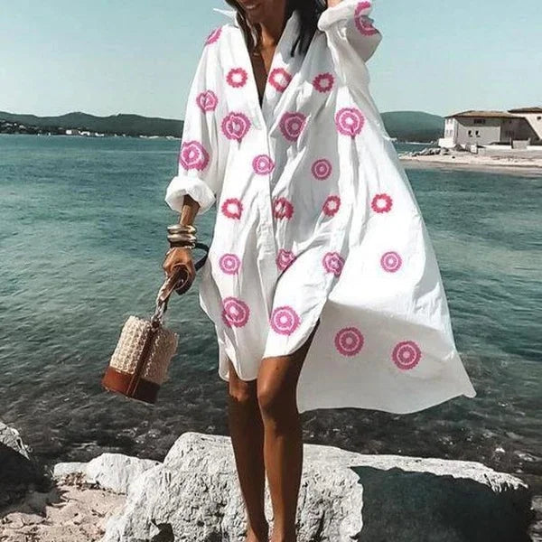 Vestido Camisa Extragrande para Mujer, Transpirable, de Manga Larga, Pareo para Vacaciones