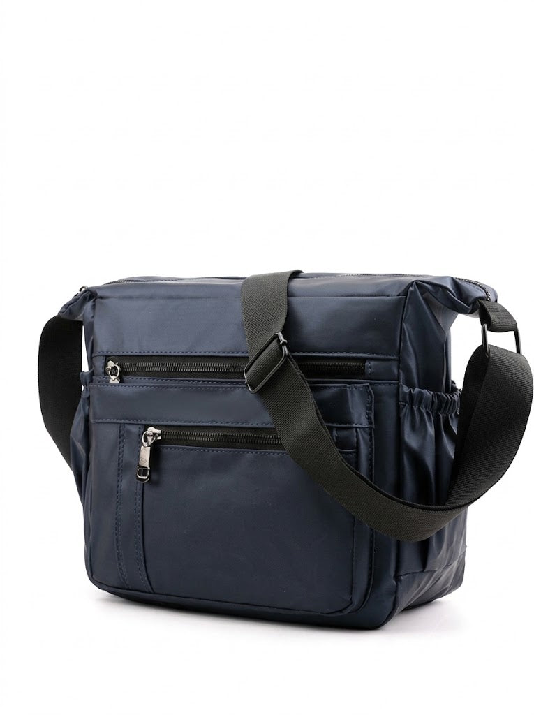 Herren-Umhängetasche aus Nylon mit mehreren Taschen - Geräumige Schulter-Messenger-Bag mit verstellbarem Riemen und Fächern mit Reißverschluss