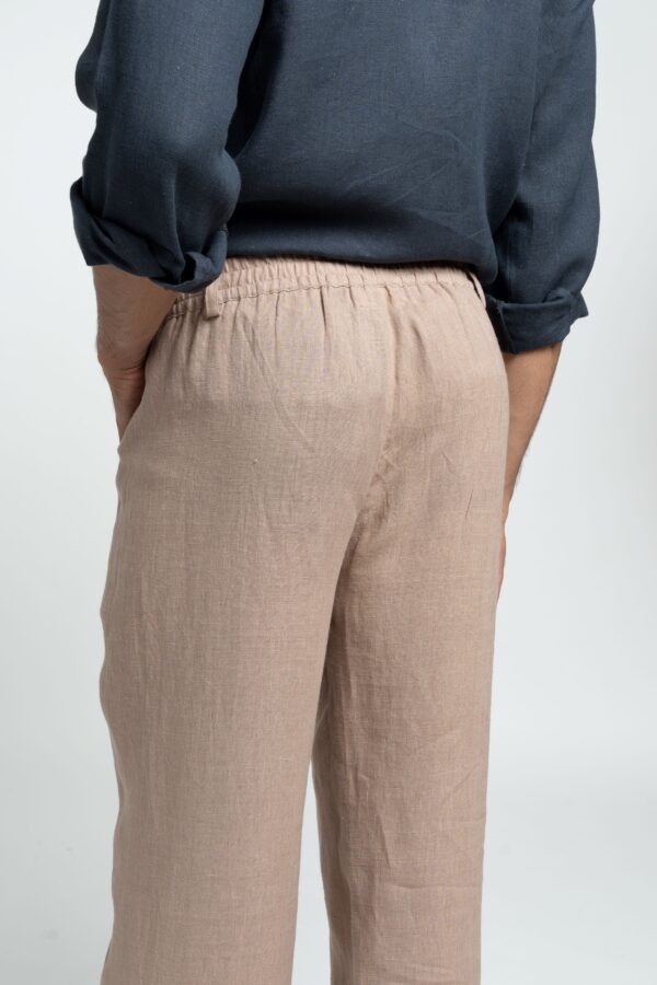 Pantaloni bărbătești plisati din amestec de in, croială lejeră, potrivire de vară, croială ajustată