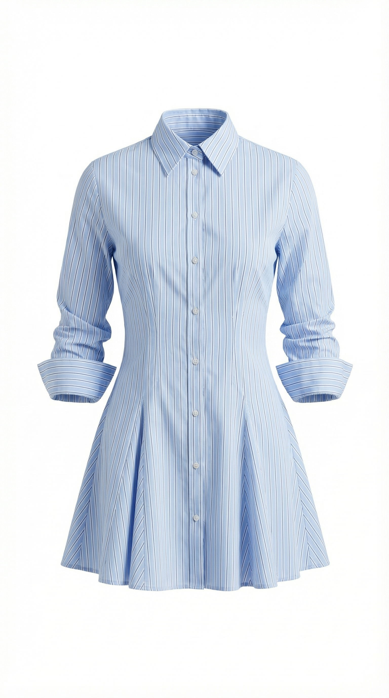 Γυναικείο εμπριμέ shirt dress – εφαρμοστή και φαρδιά γραμμή με κουμπιά μπροστά για την άνοιξη και το καλοκαίρι