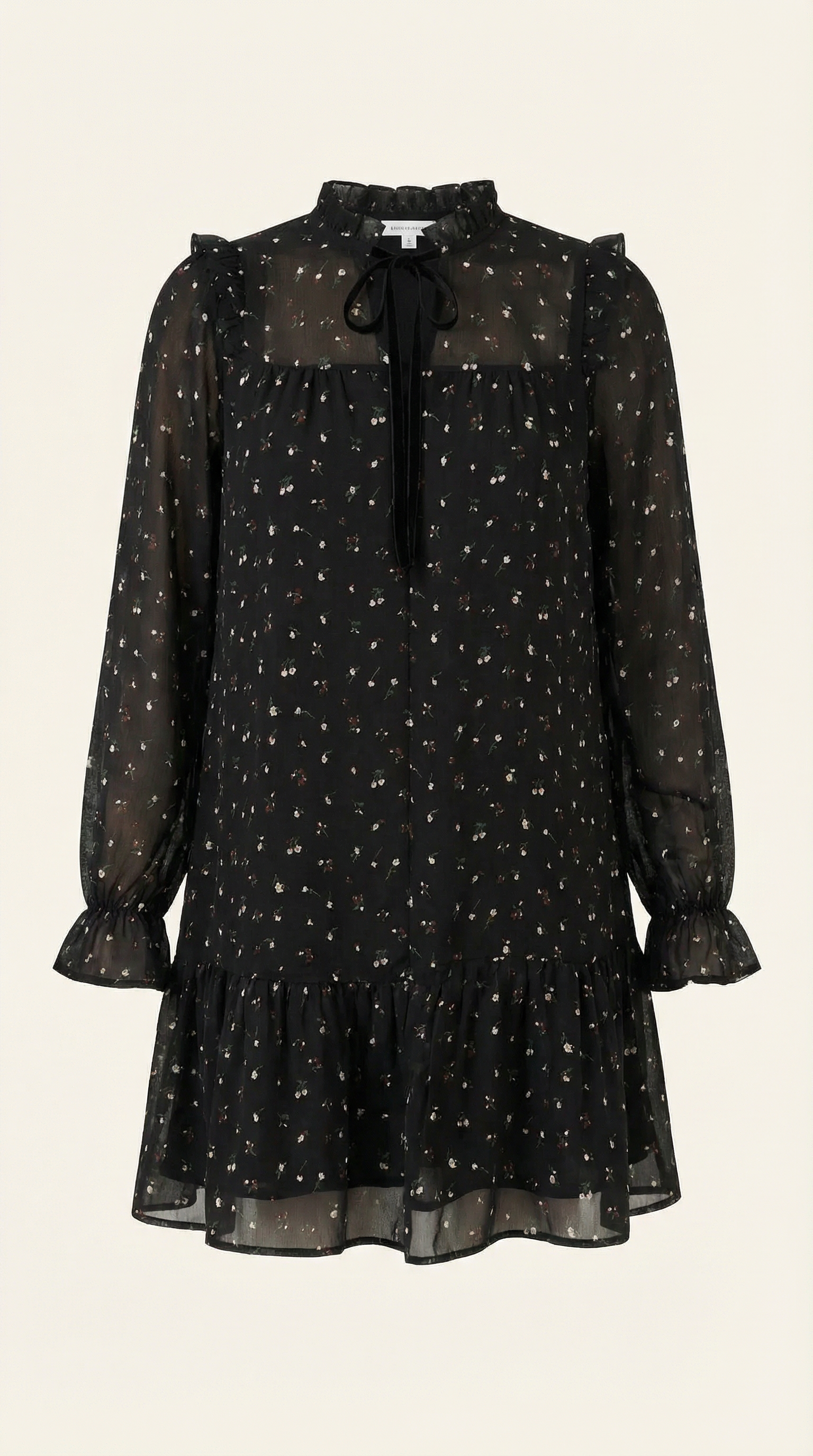 Women’s Chiffon Tie-Neck Mini Dress – Ruffled Autumn Evening Style