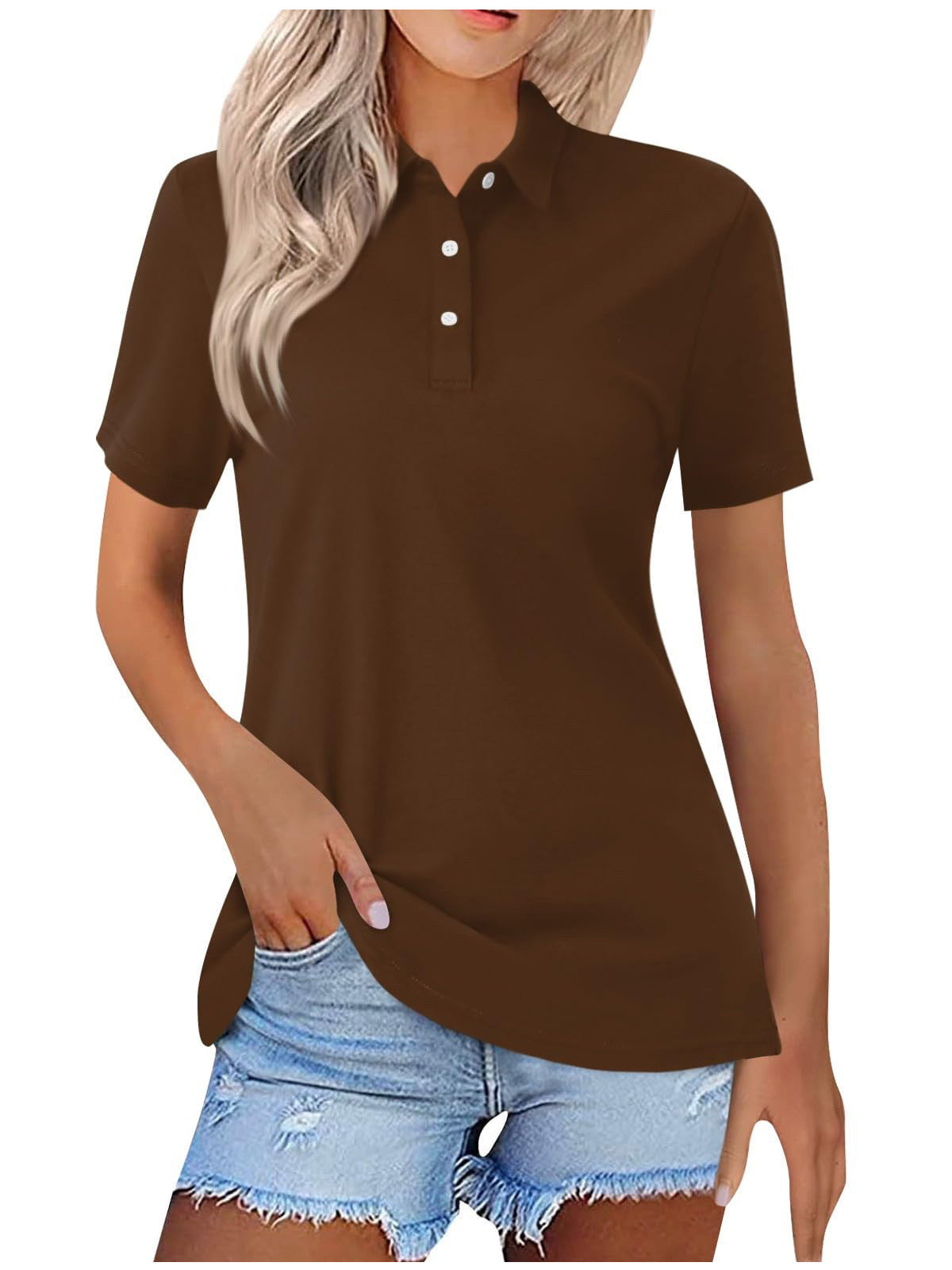 Tricou Polo Clasic pentru Femei cu Mâneci Scurte, Minimalist, Casual Inteligent de Zi cu Zi