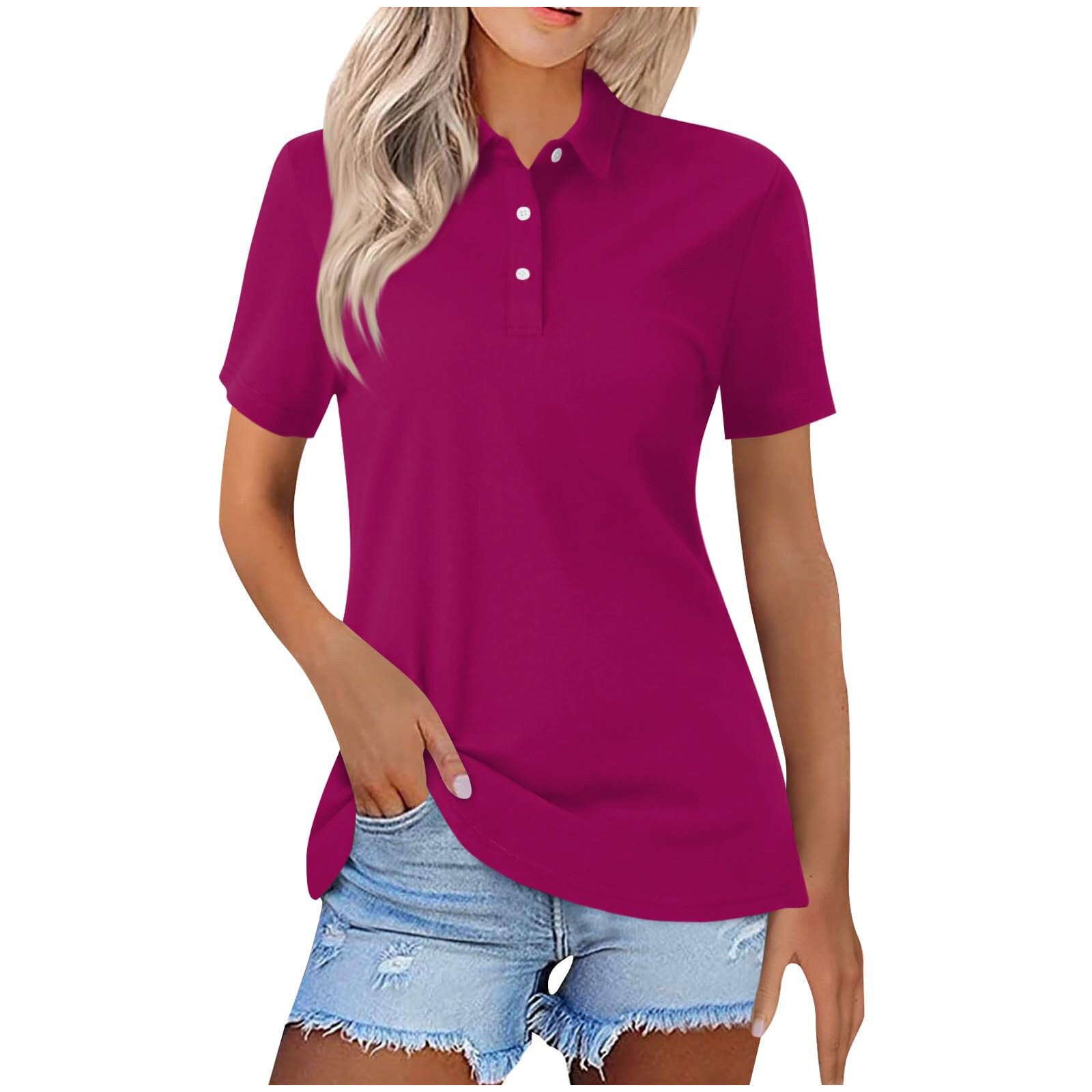 Tricou Polo Clasic pentru Femei cu Mâneci Scurte, Minimalist, Casual Inteligent de Zi cu Zi