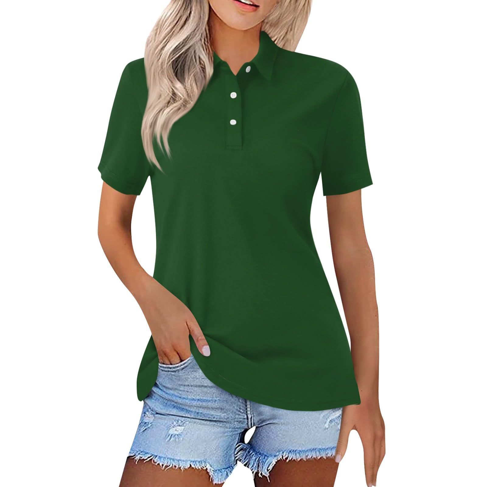 Tricou Polo Clasic pentru Femei cu Mâneci Scurte, Minimalist, Casual Inteligent de Zi cu Zi