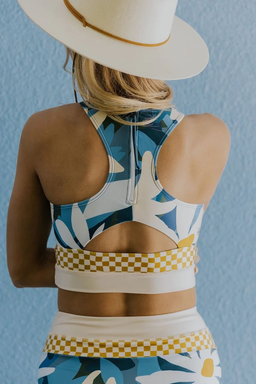 Women’s Printed Bikini Set with Sport Crop Top