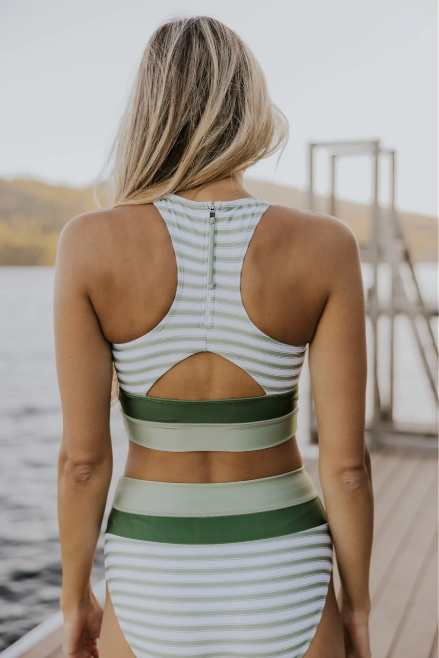 Women’s Printed Bikini Set with Sport Crop Top
