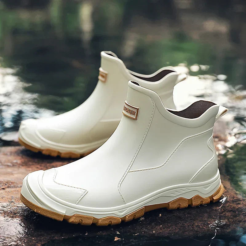 Bottes de pluie imperméables pour hommes, montantes à la cheville – chaussures urbaines antidérapantes pour les trajets sous la pluie et les activités en plein air