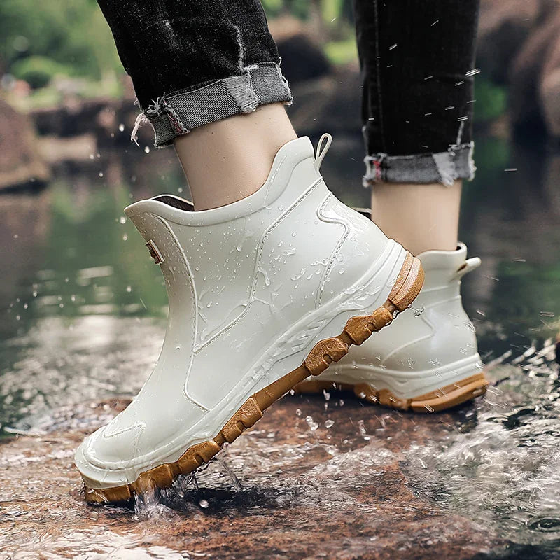 Bottes de pluie imperméables pour hommes, montantes à la cheville – chaussures urbaines antidérapantes pour les trajets sous la pluie et les activités en plein air