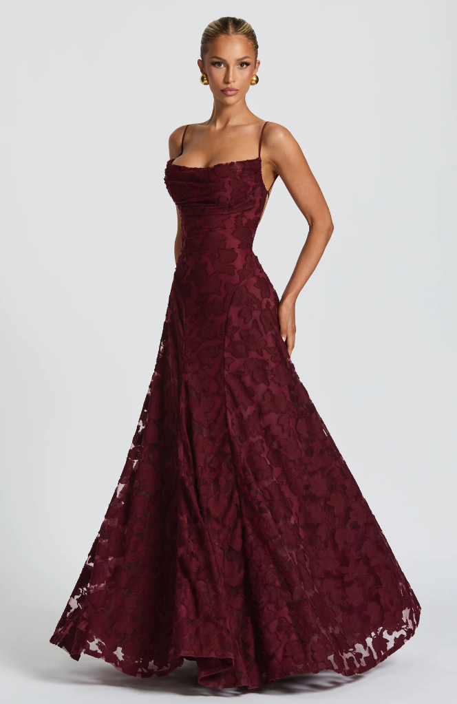 Dámské krajkové večerní maxi šaty elegantní formální společenské šaty