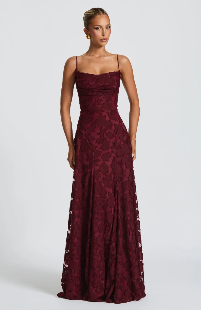 Dámské krajkové večerní maxi šaty elegantní formální společenské šaty