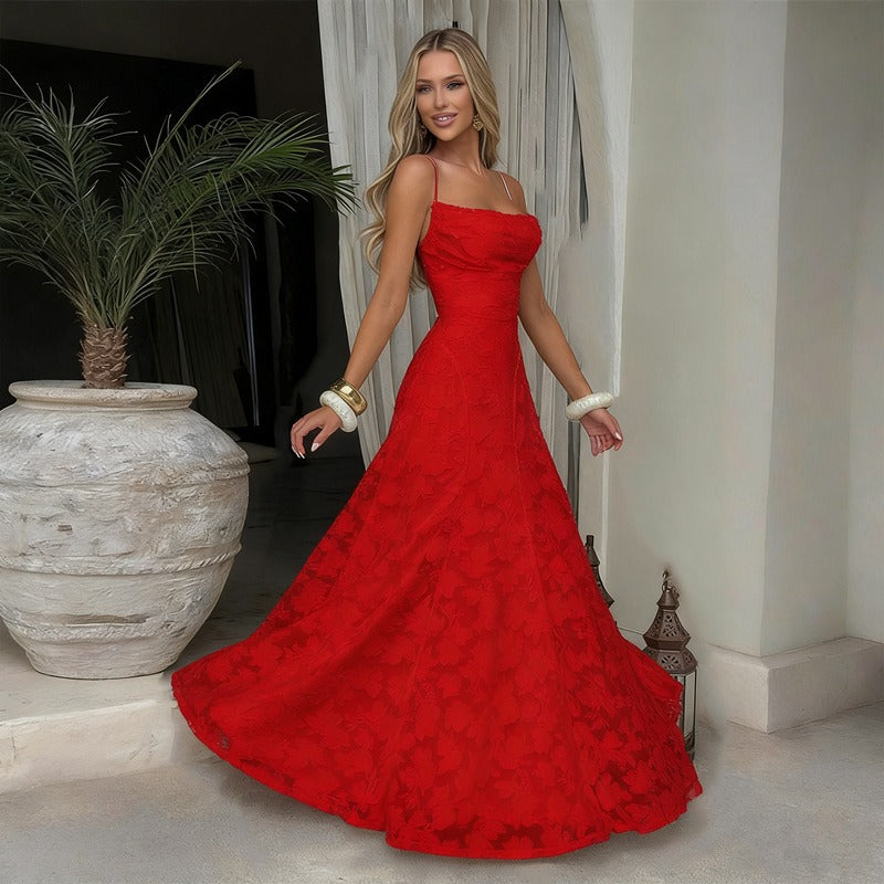 Dámské krajkové večerní maxi šaty elegantní formální společenské šaty