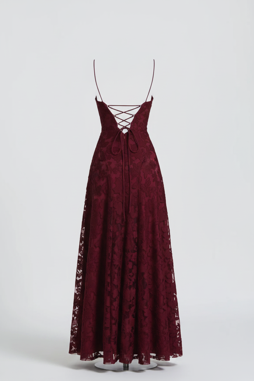 Kanten avondmaxi-jurk voor dames, elegante formele gelegenheidsjurk