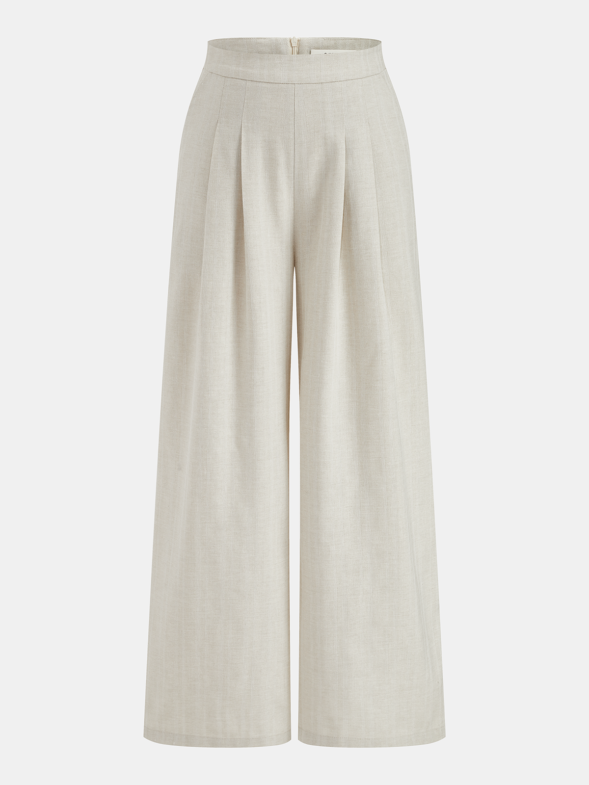 Mouwloze getailleerde damesblouse met knoopsluiting aan de voorkant en geplooide wijde broek, set – Lichtgewicht zomeroutfit van katoen-linnenmix