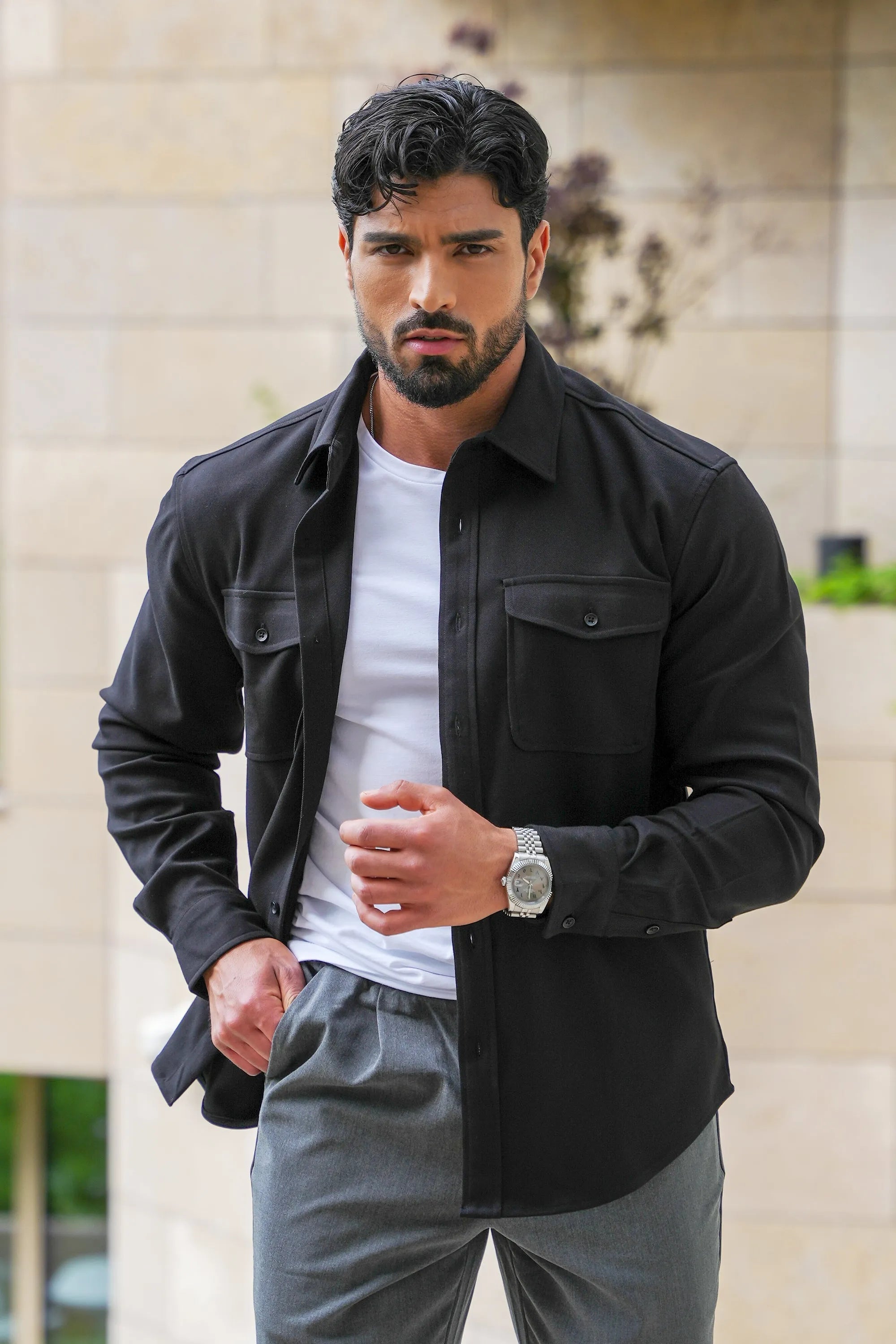 Men’s Cotton Blend Overshirt – Relaxed Utility Layering Piece for Casual Seasonal Styling