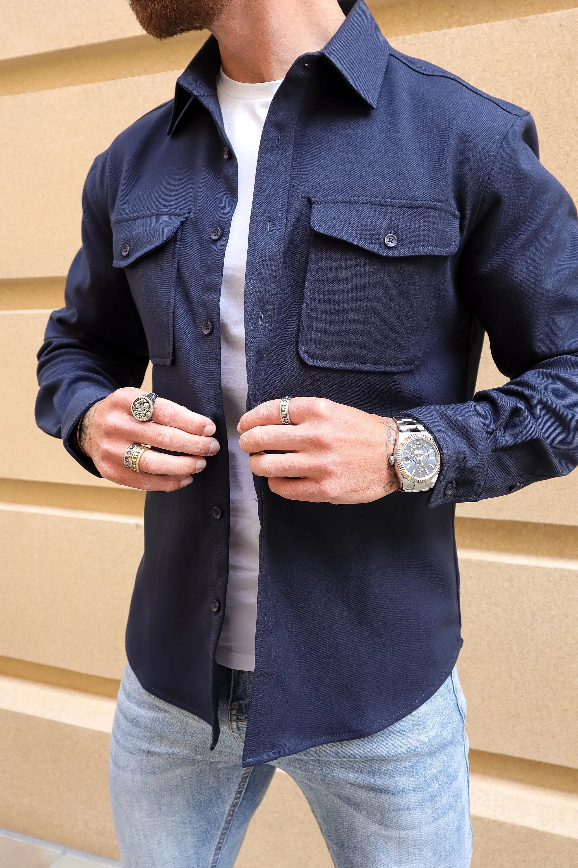 Men’s Cotton Blend Overshirt – Relaxed Utility Layering Piece for Casual Seasonal Styling