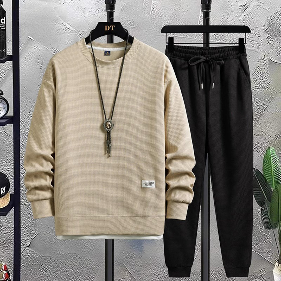Men’s Crew Neck Tracksuit Set – Relaxed Sweatshirt and Joggers for Daily Wear