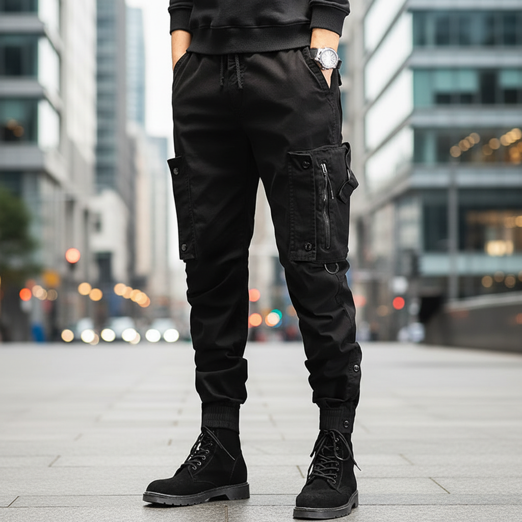 Herre Slim-Fit Cargo Bukser – Strækbare Utility Joggers til Streetwear og Udendørs Brug