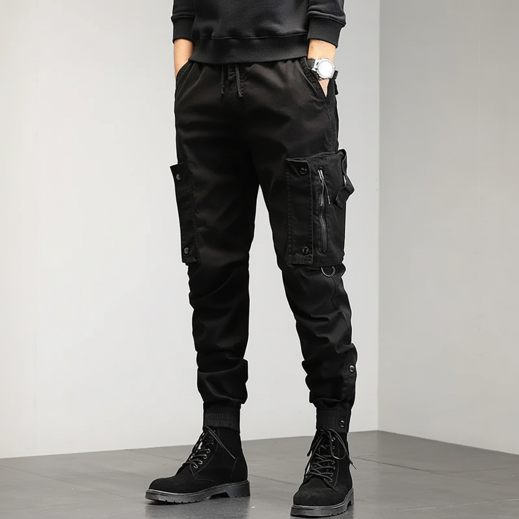 Herre Slim-Fit Cargo Bukser – Strækbare Utility Joggers til Streetwear og Udendørs Brug