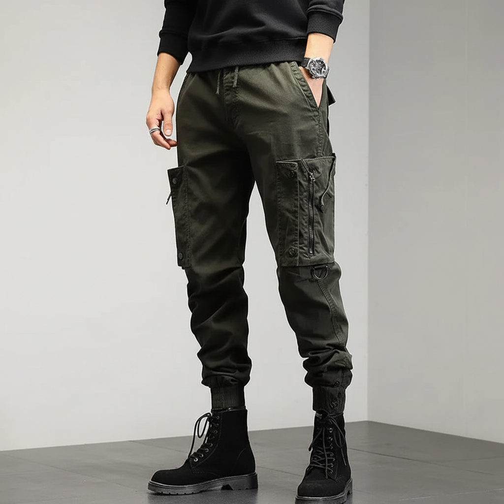Herre Slim-Fit Cargo Bukser – Strækbare Utility Joggers til Streetwear og Udendørs Brug