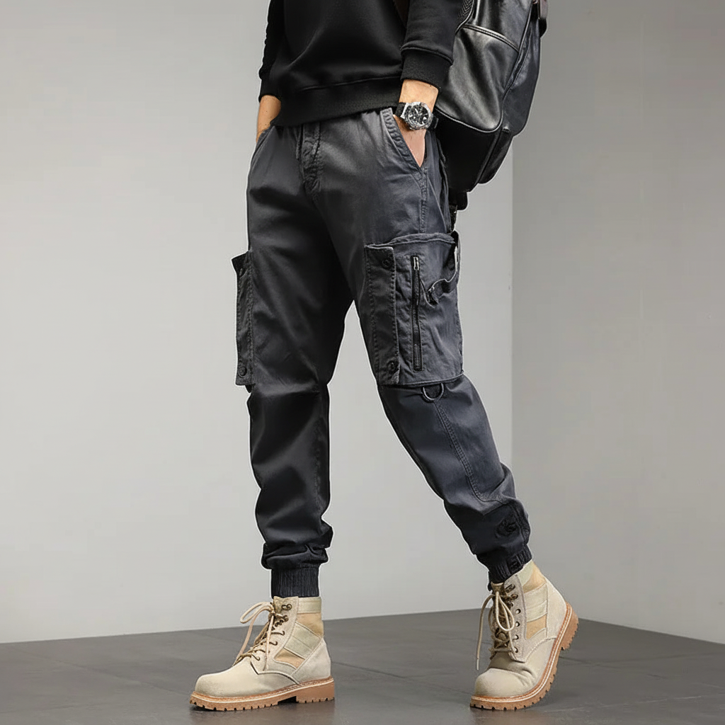 Herre Slim-Fit Cargo Bukser – Strækbare Utility Joggers til Streetwear og Udendørs Brug