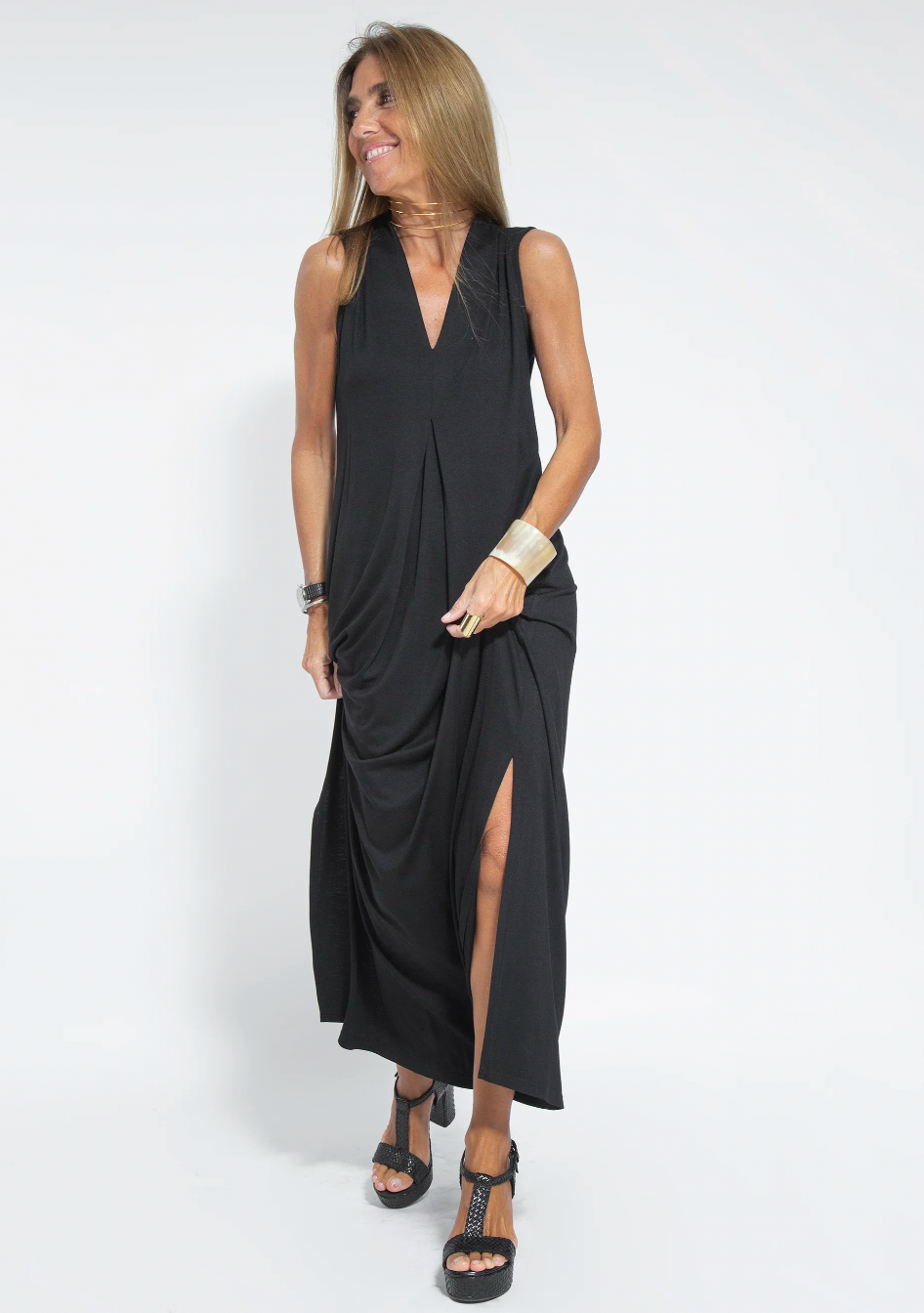 Maxi-kjole med stretch til kvinder og cardigan-sæt – Elegant todelt outfit til arbejde og smart casual brug